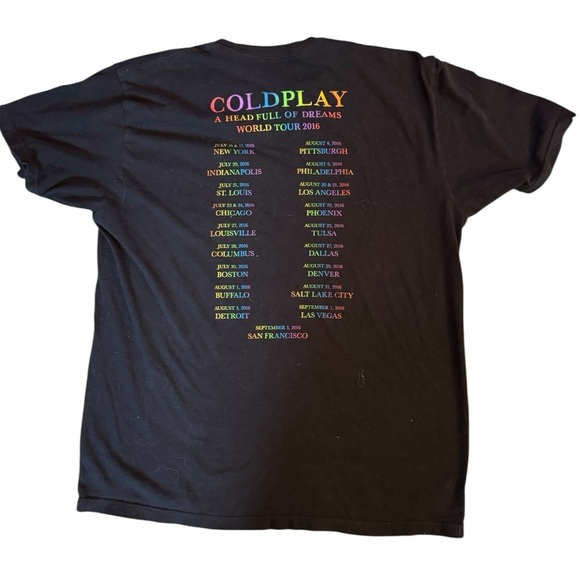 Coldplay 2016 Tour A Head Full of Dreams  Black Graphic T-Shirt Men’s size XL - Picture 2 of 6